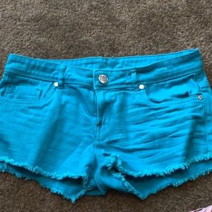 Bright blue jean shorts
